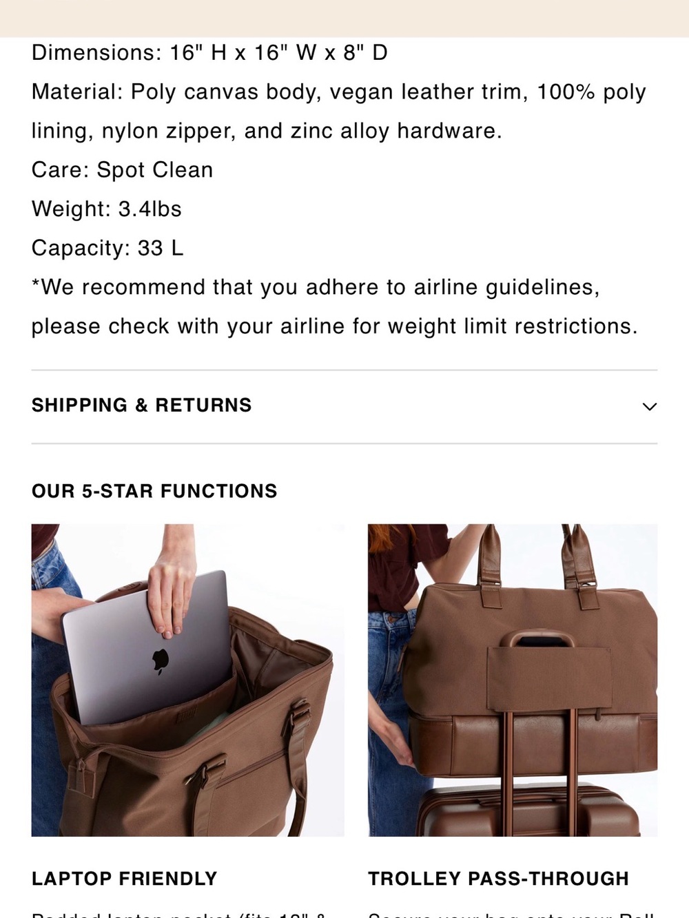 New BEIS mini-weekender bag in MAPLE - Picture 5 of 6